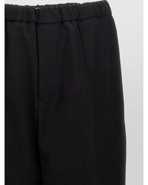 Jil Sander Black Straight Leg Pants Elastic Waistband Pleats for men