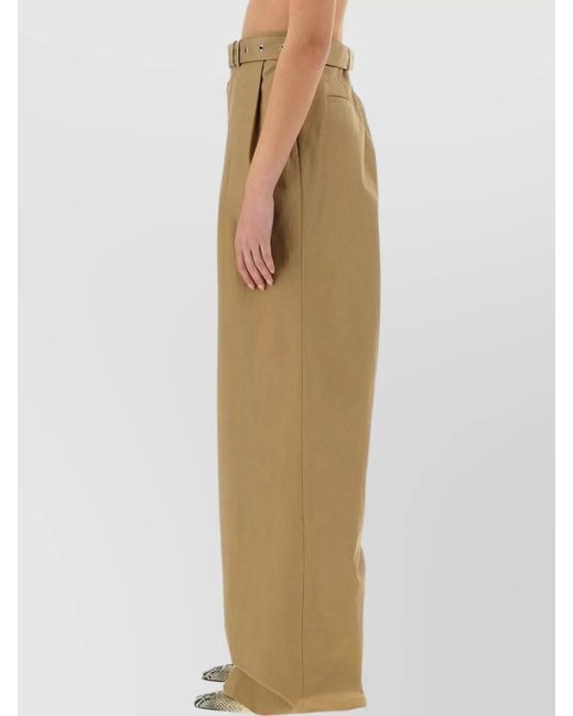 Dries Van Noten Natural Cotton Belted Wide-Leg Trousers