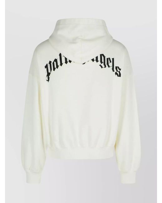 Palm Angels White Logo Print Cotton Hoodie for men