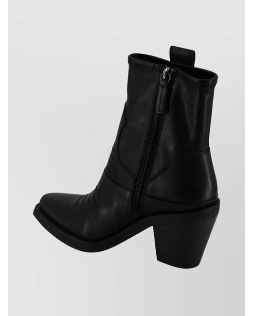 Ash Black Contemporary Western Ankle Boot