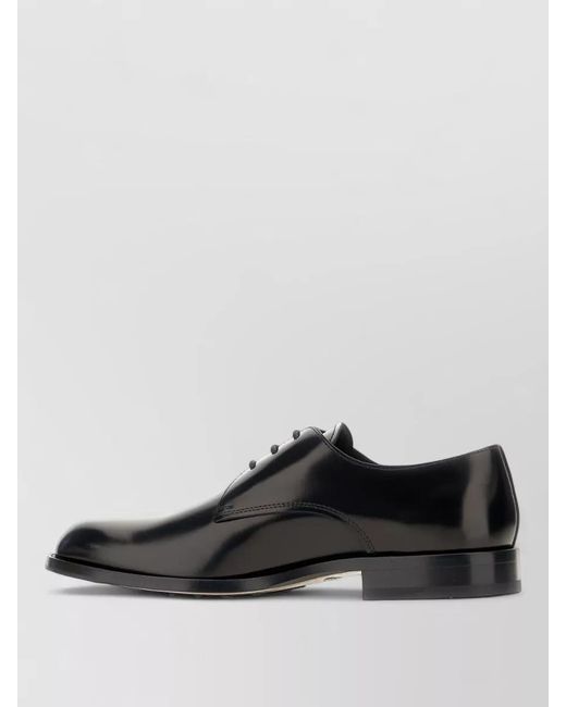Tod's Gray Leather Lace Up Derby Shoes Almond Toe for men