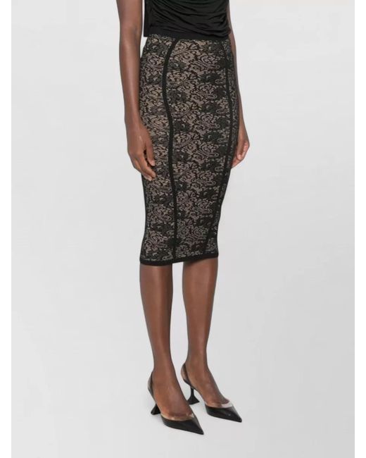 Elisabetta Franchi Black Midi Dress Knee Length Lace Detail