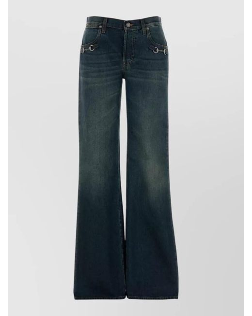 Gucci Blue Denim Flared Trousers