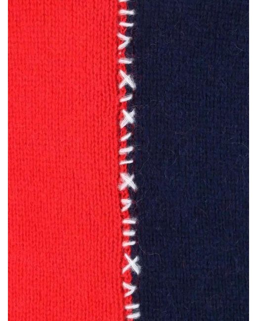 Charles Jeffrey Blue Hooded Crewneck Knitwear Contrast Stitching for men