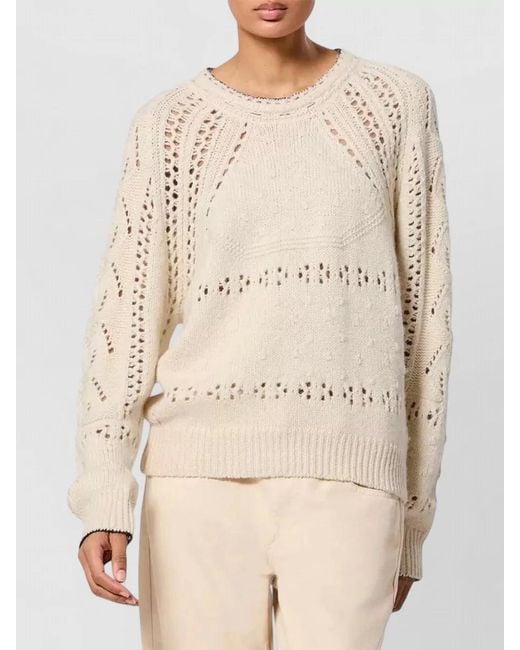 Isabel Marant Natural Wool Cotton Openwork Textured Knit Sweater