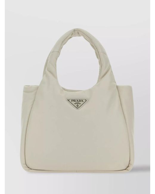 Prada White Lamb Leather Shoulder Bag