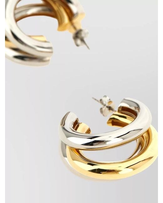 Rabanne Metallic Dual Tone Polished Triple Hoop Earrings