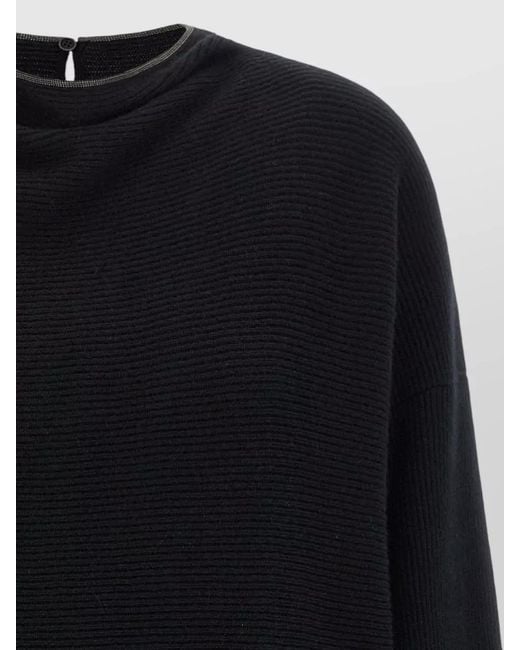 Brunello Cucinelli Blue Precious Collar Ribbed Knit Mini Dress