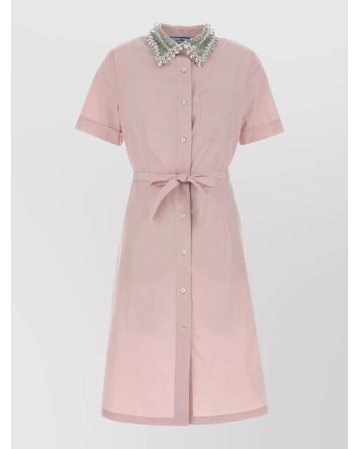Prada Pink Cotton Shirt Midi Dress