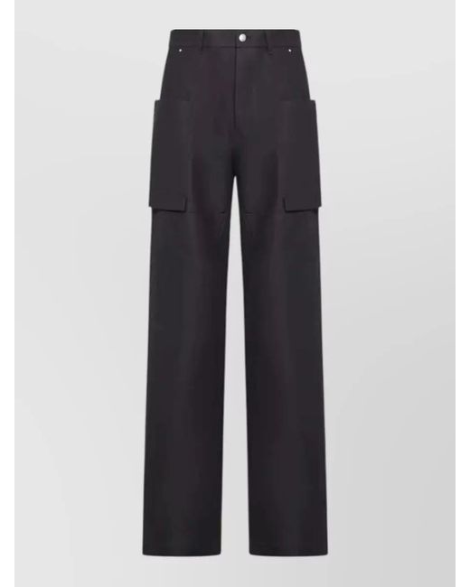 Rick Owens Blue Cotton Wide-Leg Trousers for men