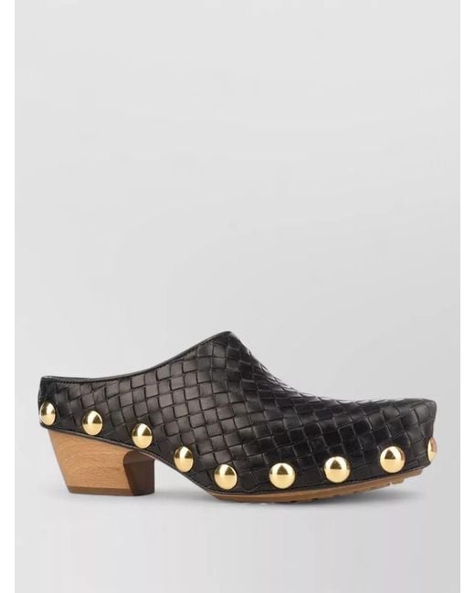 Bottega Veneta Multicolor Studded Slip On Mules Wooden Heel