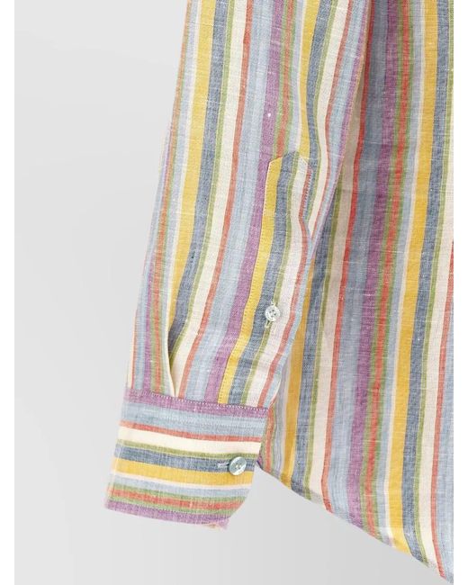 Etro White Striped Linen Shirt for men