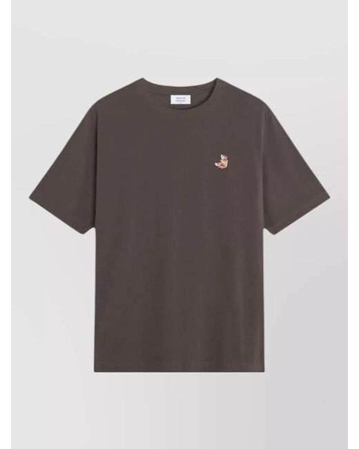 Maison Kitsuné Gray Organic Cotton Crew Neck T-Shirt for men