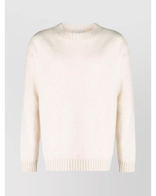 Laneus White Knitwear With Long Sleeves And Ribbed Finish for men
