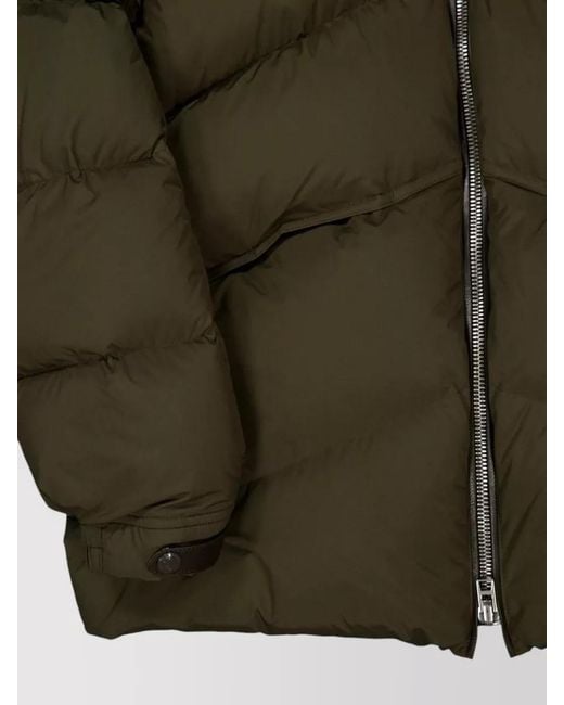 Tom Ford Green Chevron High Collar Nylon Silk Padded Coat for men