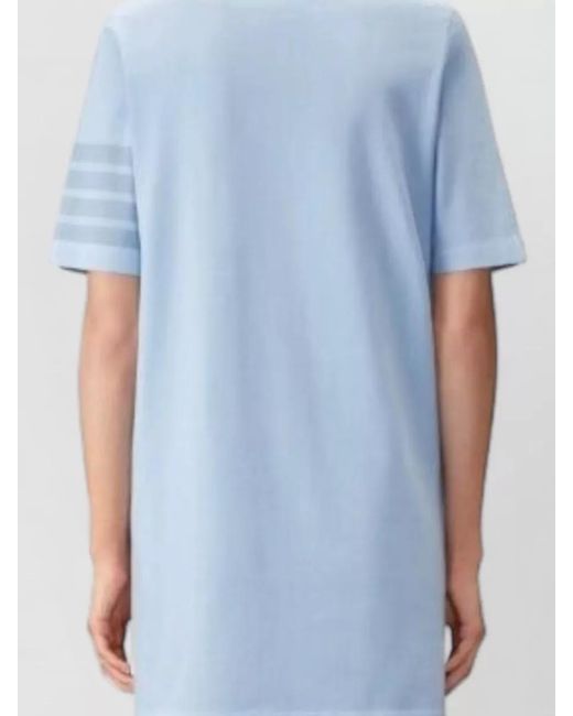 Thom Browne Blue Jersey T-Shirt Shirt Dress Short Sleeves