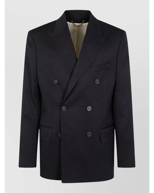 Golden Goose Deluxe Brand Blue Virgin Wool Double Breasted Coat for men