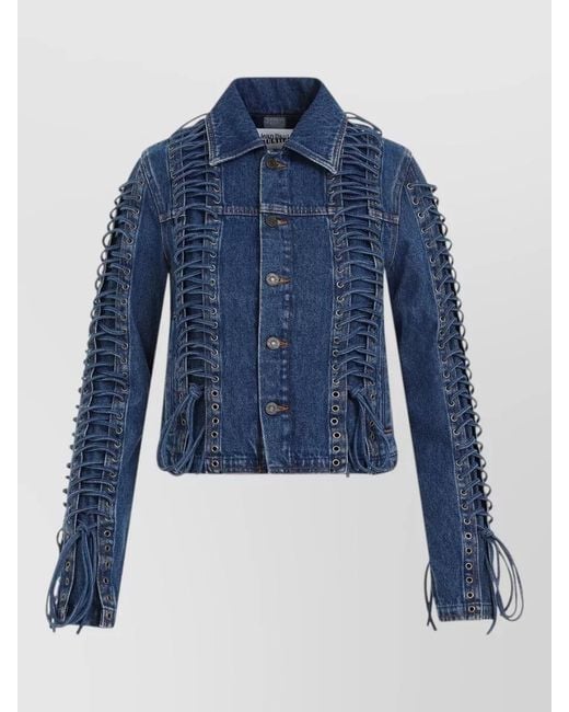 Jean Paul Gaultier Blue Corset Denim Jacket Lace Up Design