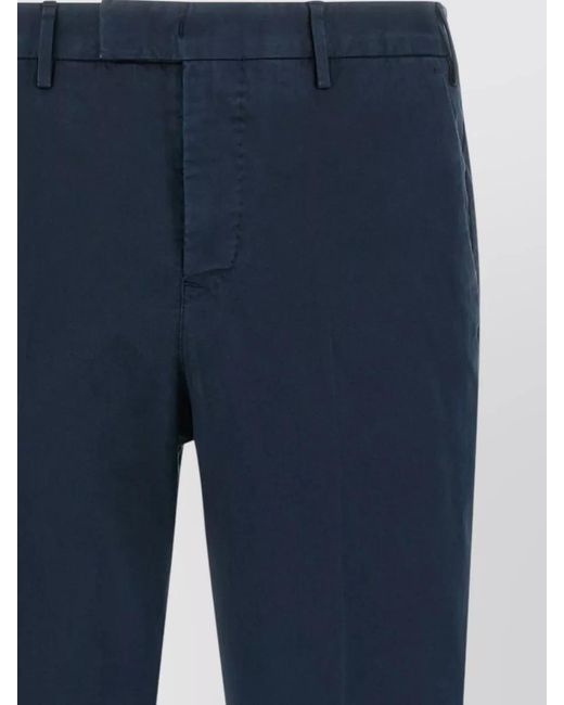 PT Torino Blue Cotton Stretch Regular-Fit Straight-Leg Trousers for men