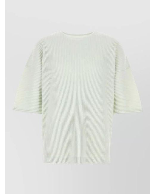 Homme Plissé Issey Miyake White Pleated T-Shirt for men