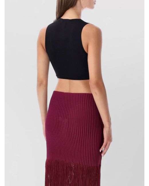 Alaïa Purple Ribbed Jersey Cropped Wrap Top
