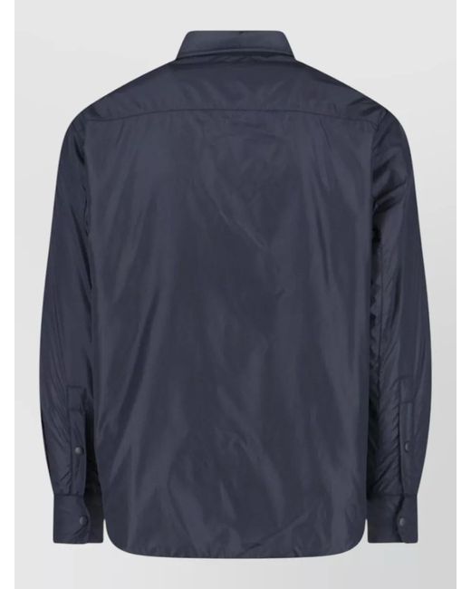 Aspesi Blue Collared Jacket Long Sleeves Side Pocket for men