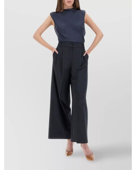 Theory Blue Satin Tiny-Fit Blouse