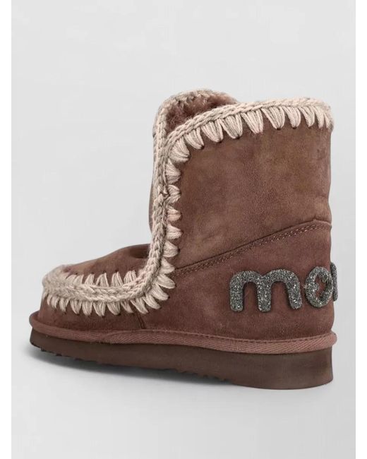 Mou Brown Sheepskin Leather Boots