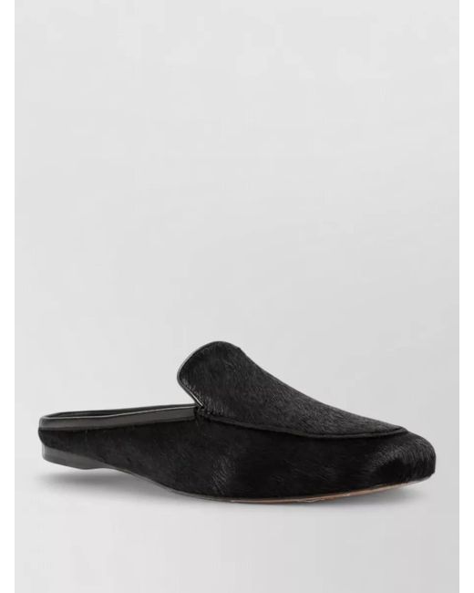 Forte_forte Black Pony Hair Flat Sole Round Toe Mules