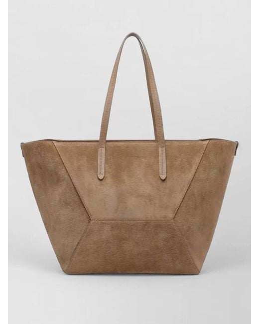 Brunello Cucinelli Natural Leather Tote Bag Rectangular Shape Suede