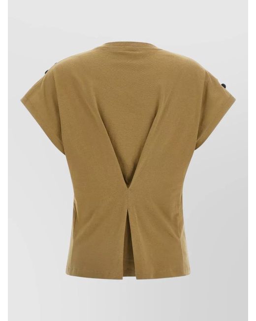 Nude Multicolor Sequin Detail T Shirt Round Neck Back Slit