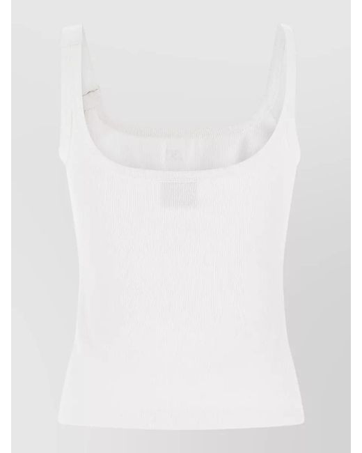 Courreges White Cotton Ribbed Sleeveless Square-Neck Tank Top