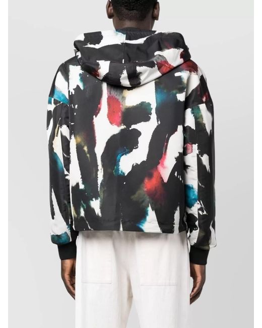 McQueen Black Graffiti-Print Hooded Windbreaker Jacket for men