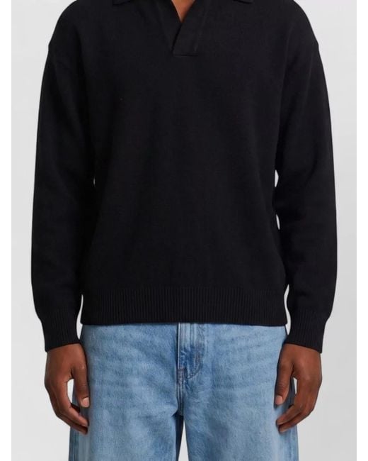 Roberto Collina Blue Skipper Merino Wool Long Sleeve Polo for men