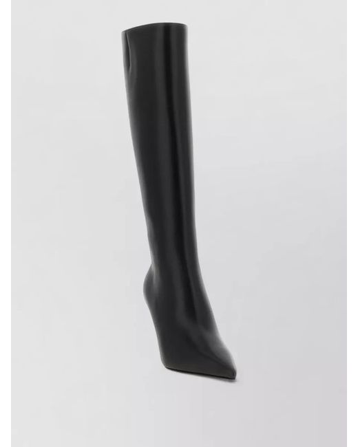 Christian Louboutin Black Calfskin Leather Knee-High Stiletto-Heel Boots