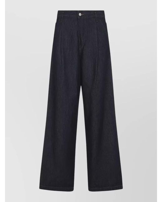 Dries Van Noten Blue Cotton Mid-Rise Wide-Leg Jeans for men