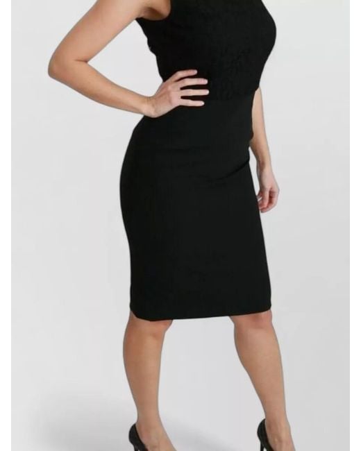 Dolce & Gabbana Black Floral Lace Sheath Knee-Length Dress
