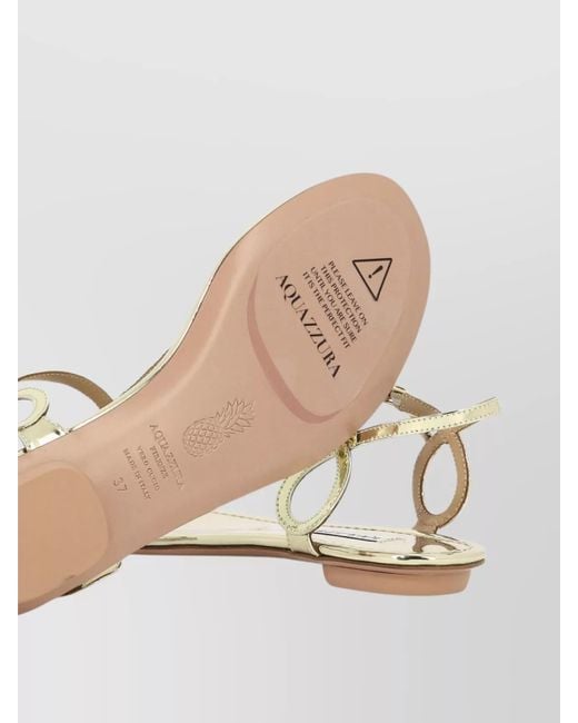 Aquazzura White "Barely There" Metallic Loop Ankle Strap Sandals