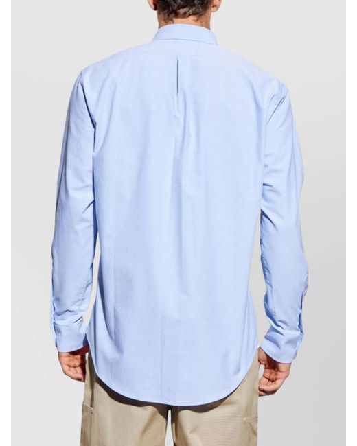 Givenchy Blue Cotton Embroidered Pocket Shirt for men
