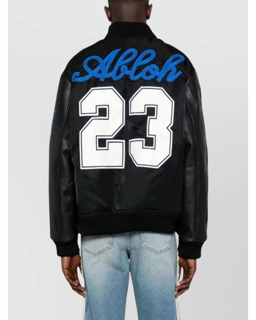 Off-White c/o Virgil Abloh Black Leather Bomber Jacket for men