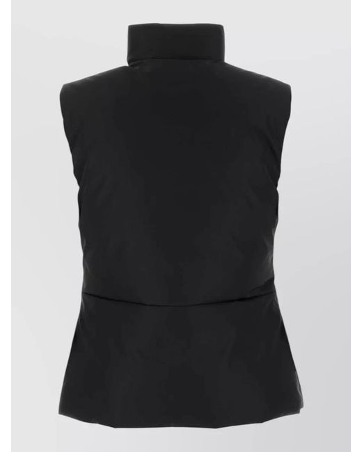 Jil Sander Black Polyester Sleeveless Jacket High Collar Pockets