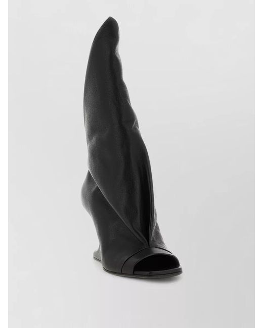 Rick Owens White Cantilever Strutter Boots High Shaft Peep Toe