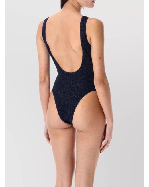 Oseree Blue Metallic Scoop-Neck One-Piece Swimsuit