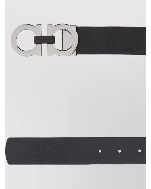 Ferragamo Black Leather Reversible Belt for men
