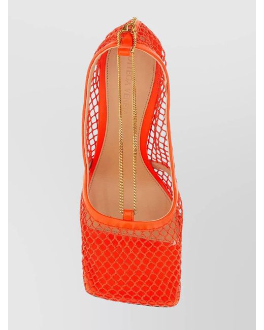 Bottega Veneta Red Mesh Leather Stiletto Pumps