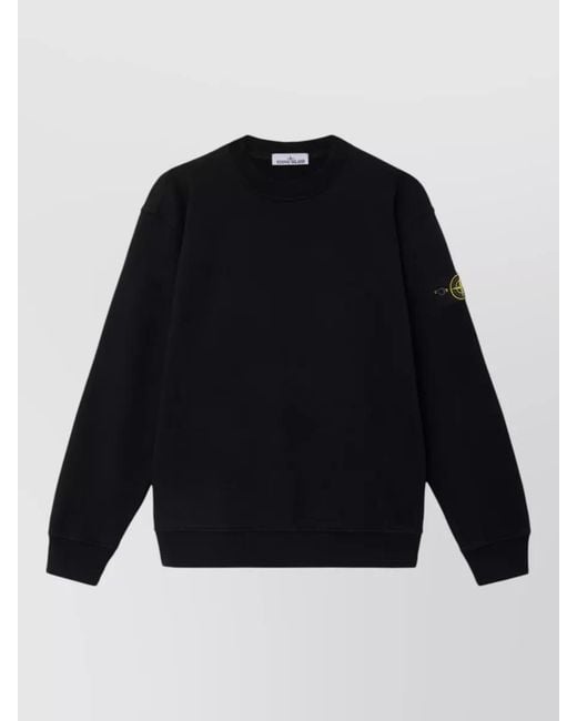 Stone Island Blue Crew Neck Long Sleeve Ribbed Sweatshirt for men