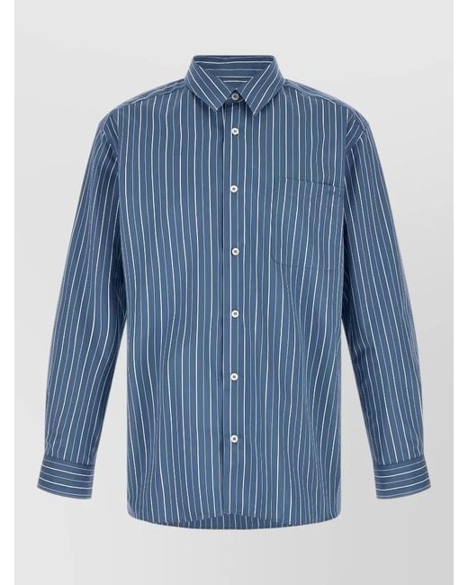 A.P.C. Blue Malo Shirt Long Sleeves Striped Chest Pocket for men