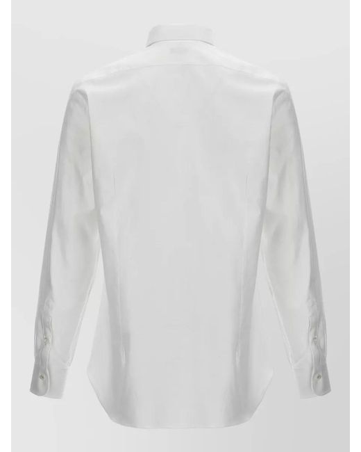 Barba Napoli White Cotton Shirt Tailored Collar Long Sleeves Buttoned Cuffs for men
