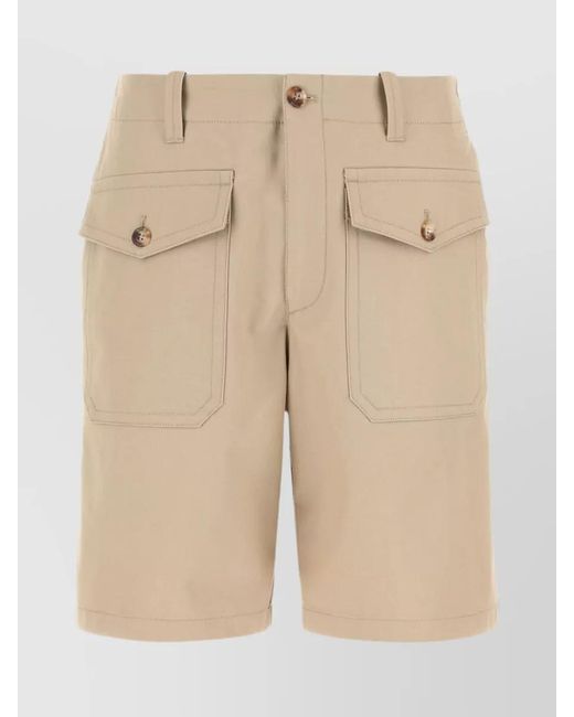 McQueen Natural Cotton Cargo Tailored Shorts for men