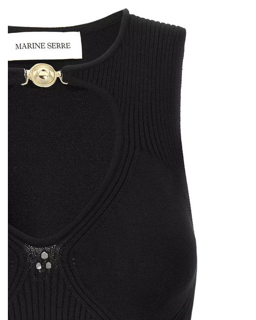 MARINE SERRE Black Open Neck Knit Tank Top